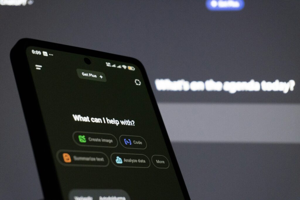 Smartphone screen displaying an AI assistant interface