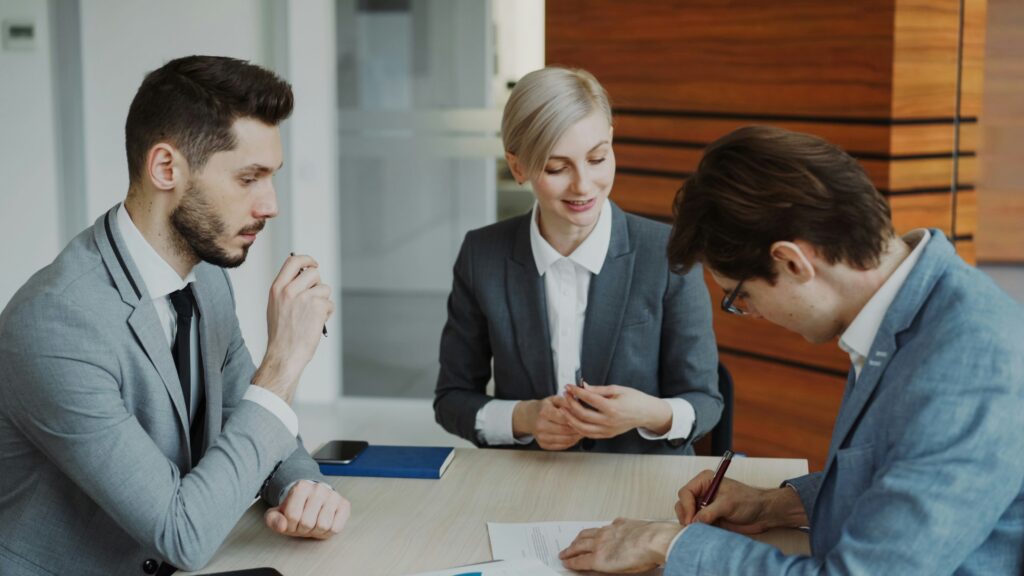 Lawyer consultation meeting at a desk
