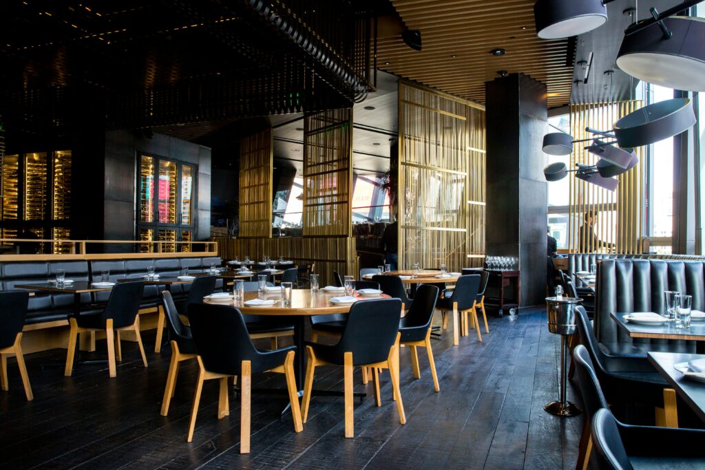Modern restaurant dining room interior